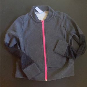 Grey black and pink zip up sweatshirt